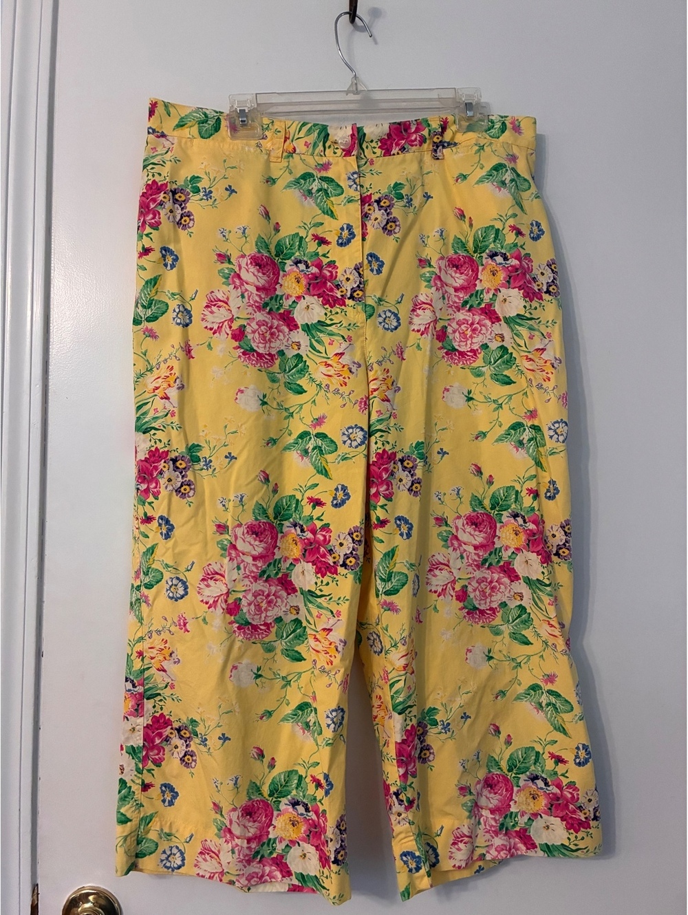 Vintage Lauren Ralph Lauren Yellow Floral Capri Pants Size 16